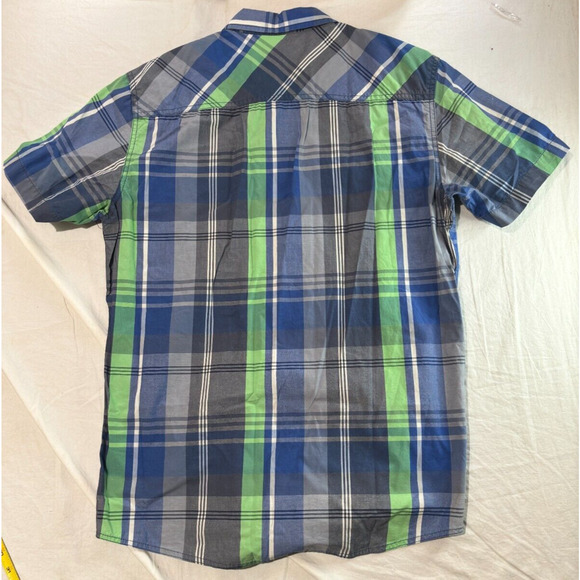 Ecko Unltd. Button Up Shirt Men's Size M Short Sleeve Blue Green Classic - Picture 3 of 7